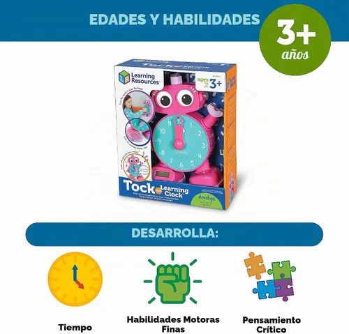 Vista 5 de Learning Resources Tock The Learning Clock Pink - Reloj digital para el aula, aprender la hora, temporizador para niños, elementos esenciales
