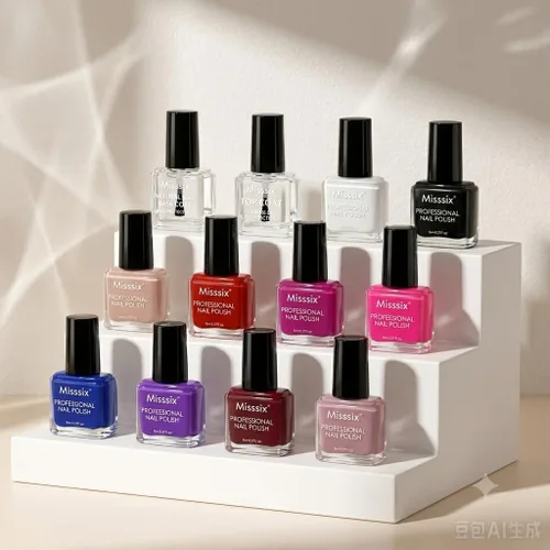 Vista 6 de Misssix 12 Pcs Nail Polish Set 10 Colors with Base Coat and Top Coat, Quick Dry Nail Polish, Mini Nail Lacquer Strengthening Manicure DIY Nail Art