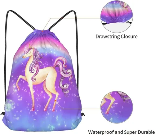 Vista 5 de Beabes Acuarela Unicornio Cordón Bolsas Mochila Gimnasio Saco, Multi-a66, Mochilas de viaje