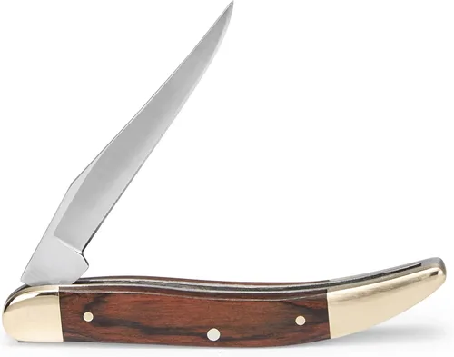Vista 2 de Buck Knives 385 Toothpick, navaja plegable compacta de bolsillo con mango de madera, hoja de acero inoxidable 420J2, EDC 2-1/4" Modified Clip