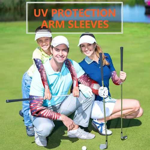 Vista 7 de JUNAN Mangas deportivas de compresión para brazos, 1 par de mangas de protección UV que absorben