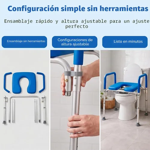 Vista 7 de Ultimate - Asiento de inodoro elevado con asas, cómoda para mesita de noche, reposabrazos acolchados, altura ajustable, asiento de inodoro elevado