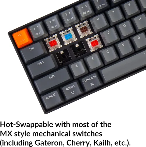 Vista 8 de Keychron K14 70 diseño de 72 teclas intercambiables en caliente Bluetooth inalámbricoUSB con cable mecánico para juegos con interruptor rojo Gateron