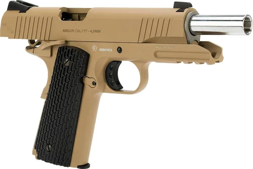 Vista 3 de Evike Swiss Arms SA 1911 MRP CO2 - Pistola de aire de 0.177 in (color: bronceado)