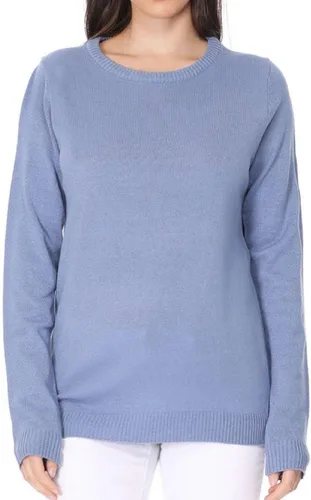 Vista 27 de YEMAK suéter de punto casual básico ligero con cuello redondo y manga 3/4 para mujer A.mk3636 - Negro