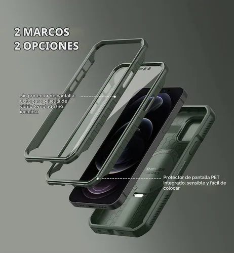 Vista 7 de Dexnor - Funda para iPhone 12 & iPhone 12 Pro con tapa deslizante para cámara, soporte ajustable y protector de pantalla integrado, carcasa