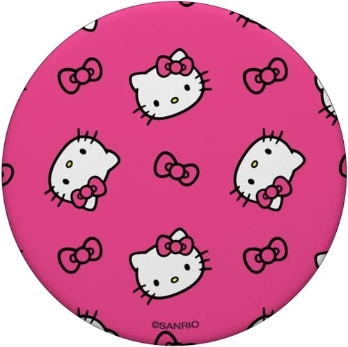 Vista 3 de Hello Kitty PopSockets con patrón de lazos PopGrip estándar