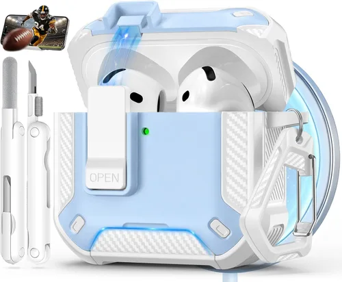 Vista 55 de Funda para AirPods Pro de 2 generación con soporte para teléfono, diseño de interruptor automático de protección completa contra caídas con kit