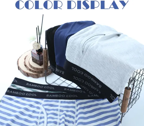 Vista 6 de BAMBOO COOL Ropa interior para hombre, paquete de calzoncillos bóxer de viscosa de bambú, suave, transpirable, ropa interior larga
