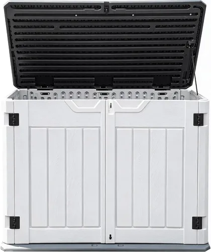 Vista 8 de DWVO Cobertizo de almacenamiento horizontal resistente a la intemperie para exteriores, capacidad de 35 pies cúbicos, con cerradura e impermeable