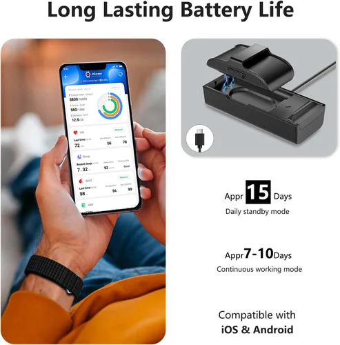 Vista 3 de IAMJOY Pulsera de Salud Inteligente, Rastreador de Actividad y Fitness Portátil para Modo Multi-Deporte, Monitoreo Automático Continuo de Datos