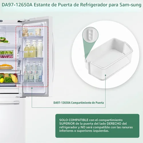 Vista 4 de DA97-12650A Compatible para Sam-sung RF263beaesr RF260beaesr RF261beaesr Rf260beaeww Sam-sung Estante de Puerta de Refrigerador, Lado Derecho