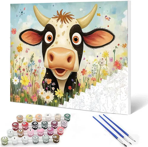 Vista 13 de Tucocoo Bumbers - Pintura de animales de granja para adultos, pintura acrílica por números, pintura acrílica, lienzo, decoración de cocina, gallo