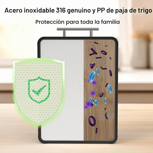 Vista 8 de Tabla de cortar de acero inoxidable, tablas de cortar de acero inoxidable 316 de doble cara para cocina, tabla de cortar PP 2 en 1 de grado