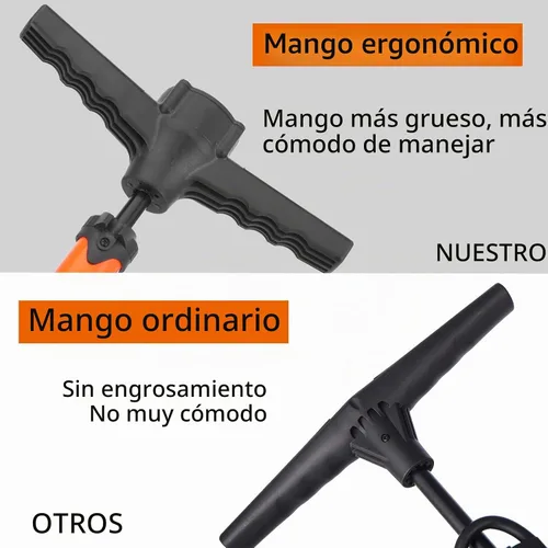 Vista 5 de TOOLITIN Bomba de bicicleta profesional, bomba ergonómica para bicicleta con manómetro montado en el mango integrado, 180 psi, se adapta a válvulas