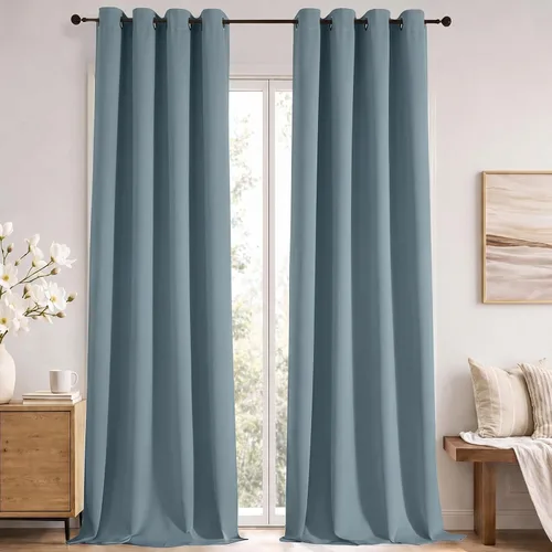 Vista 99 de Simplebrand Cortinas blancas puras de 96 pulgadas de largo para oscurecer la habitación, juego de 2 paneles para dormitorio/sala de estar, bloqueo