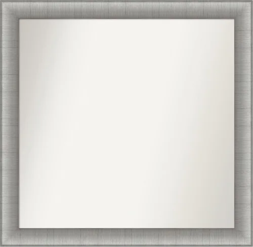 Vista 369 de Amanti Art Espejo de baño plateado para sobre el fregadero, 28 x 37 pulgadas, elegante espejo rectangular de peltre cepillado, marco de madera