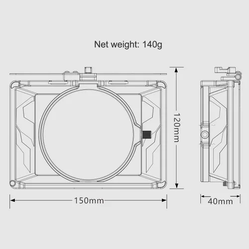 Vista 3 de Tilta Mini caja mate Adaptador de varilla de 15mm y 4 adaptadores de lente Ligero Soporte de filtro Bandera superior Soporte de zapata