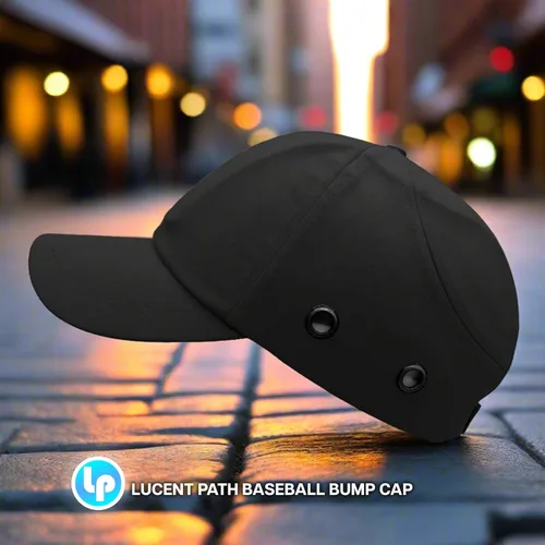 Vista 8 de Gorra negra de seguridad de béisbol, 100% algodón, carcasa ABS resistente a los impactos, espuma acolchada de doble capa, transpirable, protección