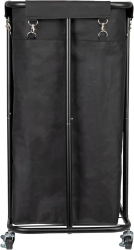 Vista 6 de Household Essentials Clasificador de ropa rodante de 2 bolsas, color negro