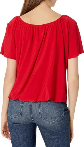 Vista 5 de Star Vixen Blusa campesina de manga corta y abertura para mujer
