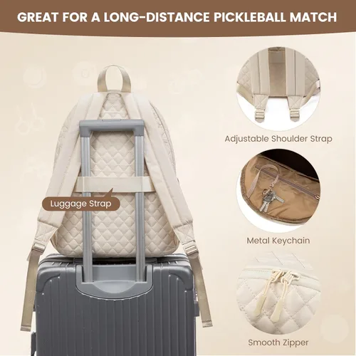 Vista 7 de Sucipi Bolsas de tenis para mujeres, Mochila bolsa acolchada para raqueta de tenis para raqueta de tenis, palas de pickleball, bádminton