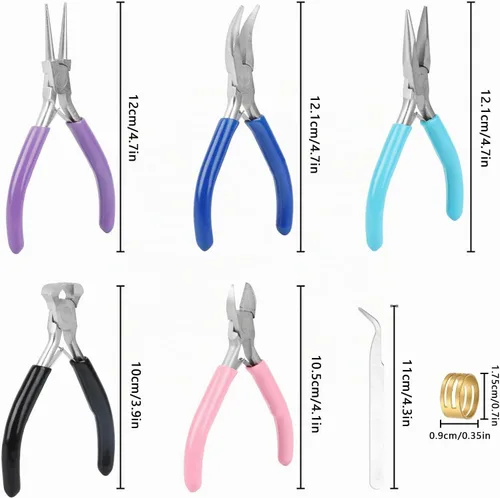 Vista 2 de 5 Pcs Jewelry Making Pliers Tools, Needle/Round/Chain/Bent/Zipper Pliers