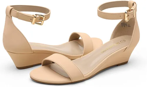 Vista 5 de DREAM PAIRS, Ingrid - Sandalias de tacón bajo con correa de tobillo para mujer