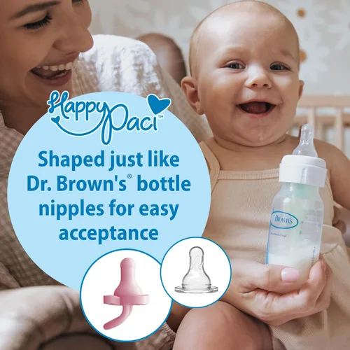 Vista 2 de Dr. Brown's HappyPaci - Chupete para bebé, rosa claro, rosa, blanco