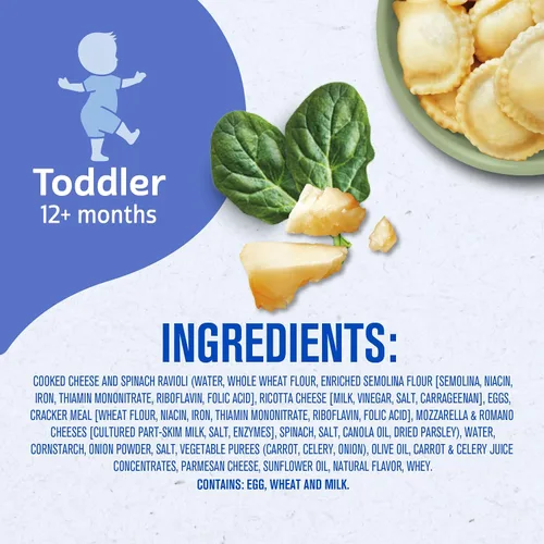 Vista 9 de Gerber Pick-ups Ravioles de queso y espinacas, 6 onzas (paquete de 8) Hora de comer para niños pequeños; pastillas de raviolis de queso
