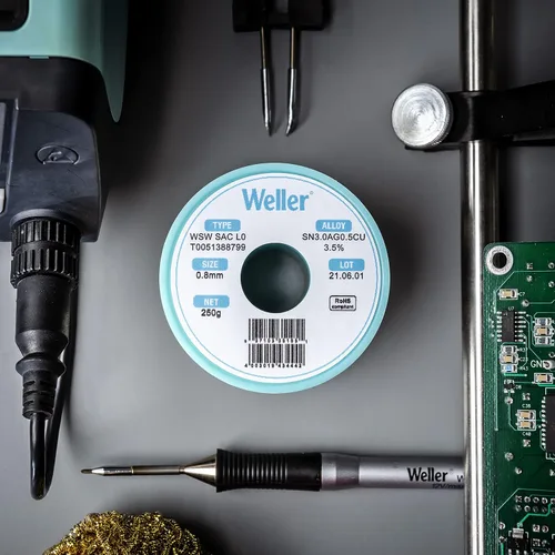 Vista 8 de Weller WSW SCN M1 (T0051404399) Alambre de soldadura sin plomo, diámetro: 0.8 mm / 0.039 in, peso: 100 g / 3.527 oz, aleación Sn99.3Cu0.6Ni0.05