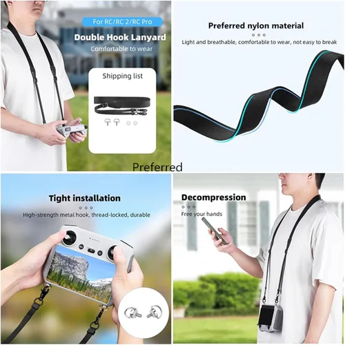 Vista 5 de Correa de cordón para el cuello para DJI RC/RC 2/RC Pro Accesorios de control remoto ajustable y desmontable Correa de cuello Rc con tornillos