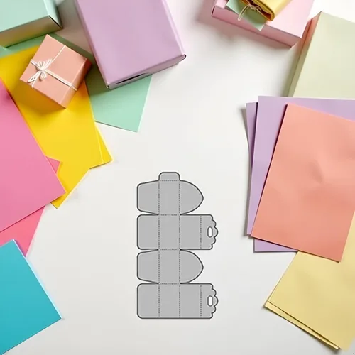 Vista 4 de Troqueles de corte de metal plateado, caja de regalo de caramelos, plantillas para hacer cajas de troqueles para manualidades, álbumes de recortes