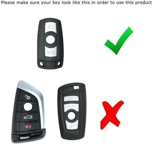 Vista 2 de iJDMTOY Emblemático llavero de cuero con patrón de fibra de carbono negro de 3 colores con llavero compatible con el mando a distancia BMW