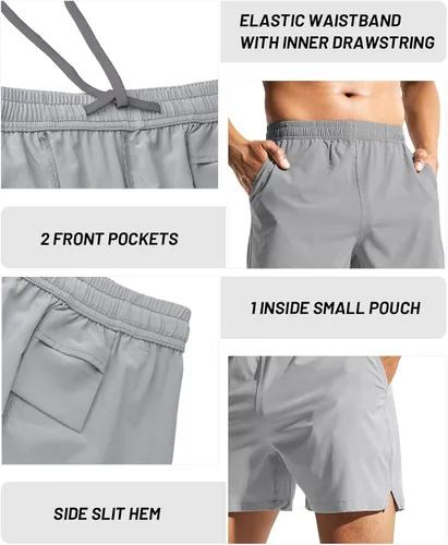 Vista 3 de MIER Pantalones cortos deportivos para correr de 5 pulgadas para hombre con bolsillos, de secado rápido, ligeros, pantalones cortos de entrenamiento