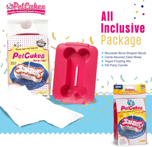 Vista 4 de Kit de Pastel de Cumpleaños para Perros PetCakes - Golosinas Completamente Naturales - De Cachorros a Perros Grandes, Sabor a Algarrobo - 5.5 Oz