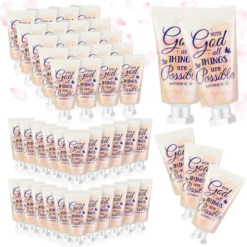 Vista 20 de Paquete de 50 lociones cristianas para manos, regalos a granel para mujeres, regalos para el Día de la Madre, mini loción de mano de viaje