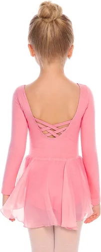 Vista 15 de Arshiner Vestido de ballet clásico de manga larga para niñas Negro