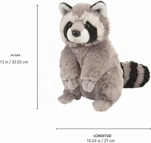 Vista 8 de Wild Republic Peluche de mapache, animal de peluche, regalo para niños, Cuddlekins de 12 pulgadas