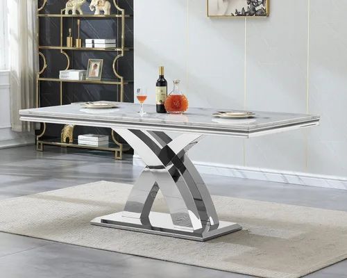 Vista 16 de Mesa de comedor de mármol negro para 4, 6, 70 pulgadas, moderna mesa de comedor de cocina dorada con base de acero inoxidable con diseño