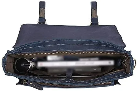 Vista 2 de BITWIT Shoulder Bags, Men's Briefcase Leather Men's Business Bag Retro Shoulder Bag Men's Men's Leather Bag (Color Black)