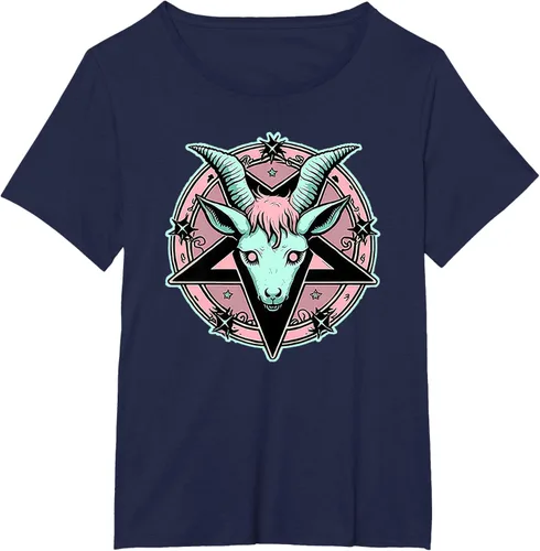 Vista 14 de Camiseta Kawaii Paste Creepy Goat Pentacle, Negro