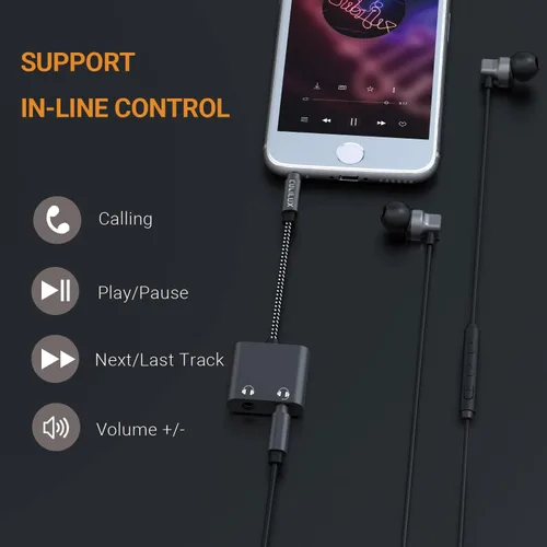Vista 4 de Cubilux divisor de auriculares de 3,5 mm a doble conector de audio compatible con MacBook iPad iPod, Smartphone, computadora, portátil, tableta, 2