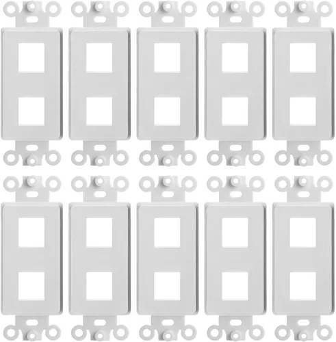 Vista 4 de Cmple - Decorator Wall Plate Insert 1-Gang Decorative Single Gang Faceplate Standard Jack Wall Plate Keystone - 3-Port (Pack of 2)