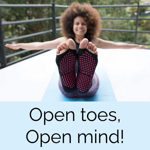 Vista 7 de Tucketts Anklet Toeless Non-slip Grip Socks - Yoga Barre Pilates Home Leisure - 1 pair Black