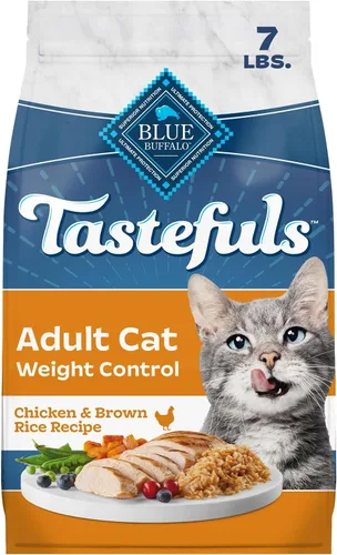 Vista 12 de Blue Buffalo Tastefuls Receta de pollo y arroz integral para gatos adultos, control de peso, pollo real primero, comida natural para gatos