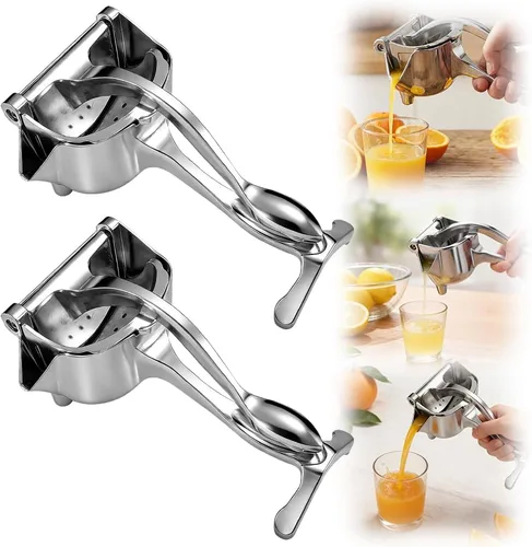 Vista 8 de Exprimidor manual de frutas resistente, exprimidor de jugo de fruta fresca de aleación de aluminio 2026, extractor de jugo desmontable con tazón