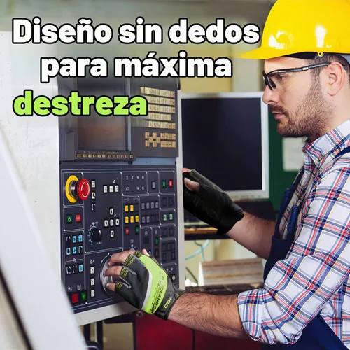 Vista 4 de AIGEVTURE Guantes de trabajo sin dedos para hombres, guantes de trabajo Framer, multiusos, ajuste de rendimiento, transpirables, duraderos Verde