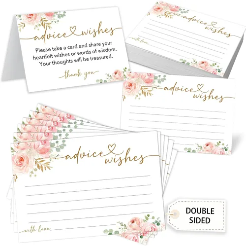 Vista 8 de Caja de tarjetas de consejos y deseos, 50 tarjetas de consejos de cumpleaños, boda, baby shower, caja de buenos deseos para fiesta de cumpleaños