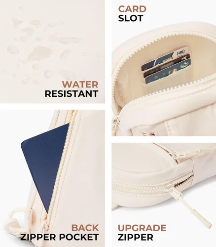 Vista 6 de CHOLISS Negro + Beige Bolso bandolera pequeño para mujeres y hombres, bolsos cruzados de moda con correa extendida, bolso ligero para el pecho